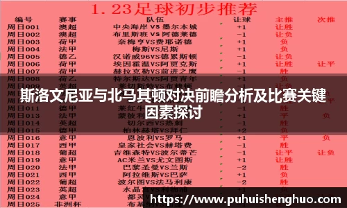 斯洛文尼亚与北马其顿对决前瞻分析及比赛关键因素探讨